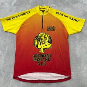 Blade Arrogant Bastard Ale Cycling Jersey Size M Red Yellow Mens Biking Shirt